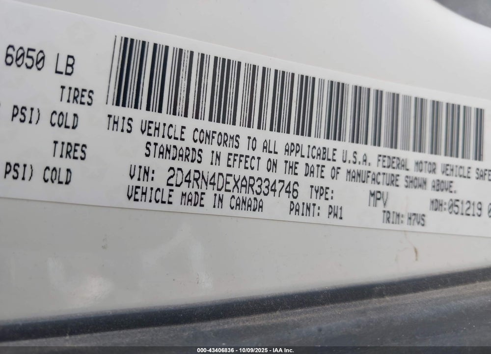 2010 DODGE GRAND CARAVAN SE VIN: 2D4RN4DEXAR334746