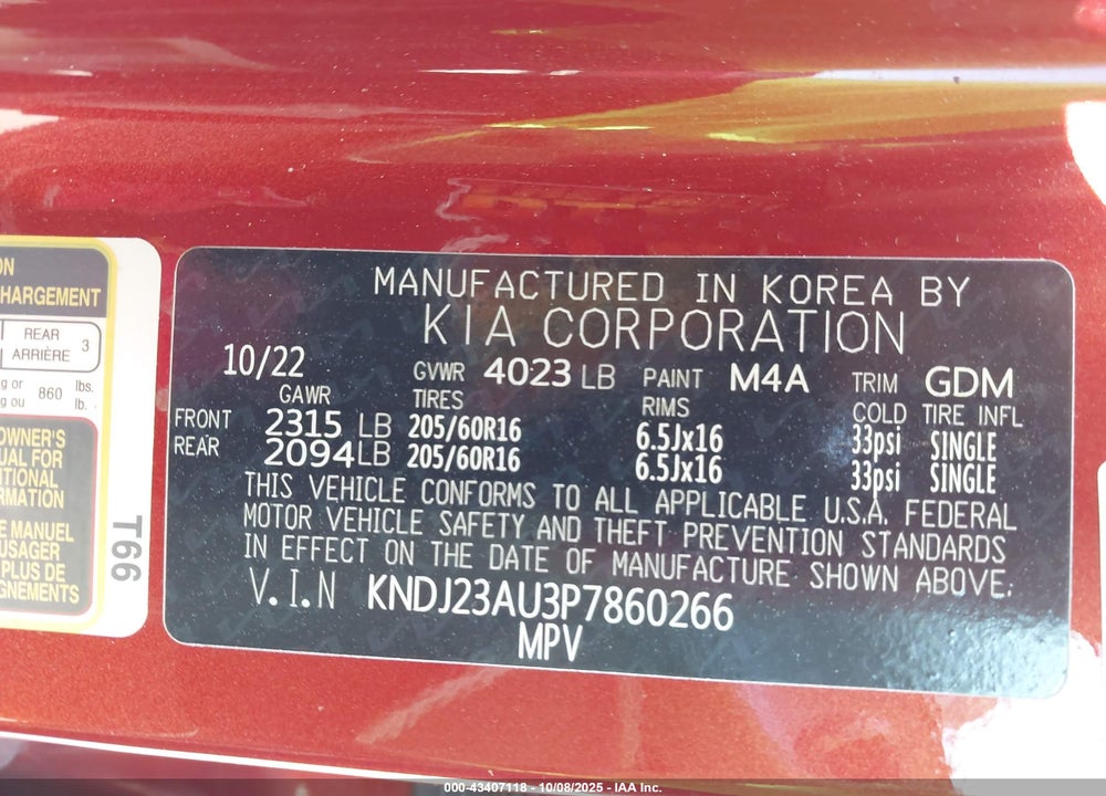 2023 KIA SOUL LX VIN: KNDJ23AU3P7860266