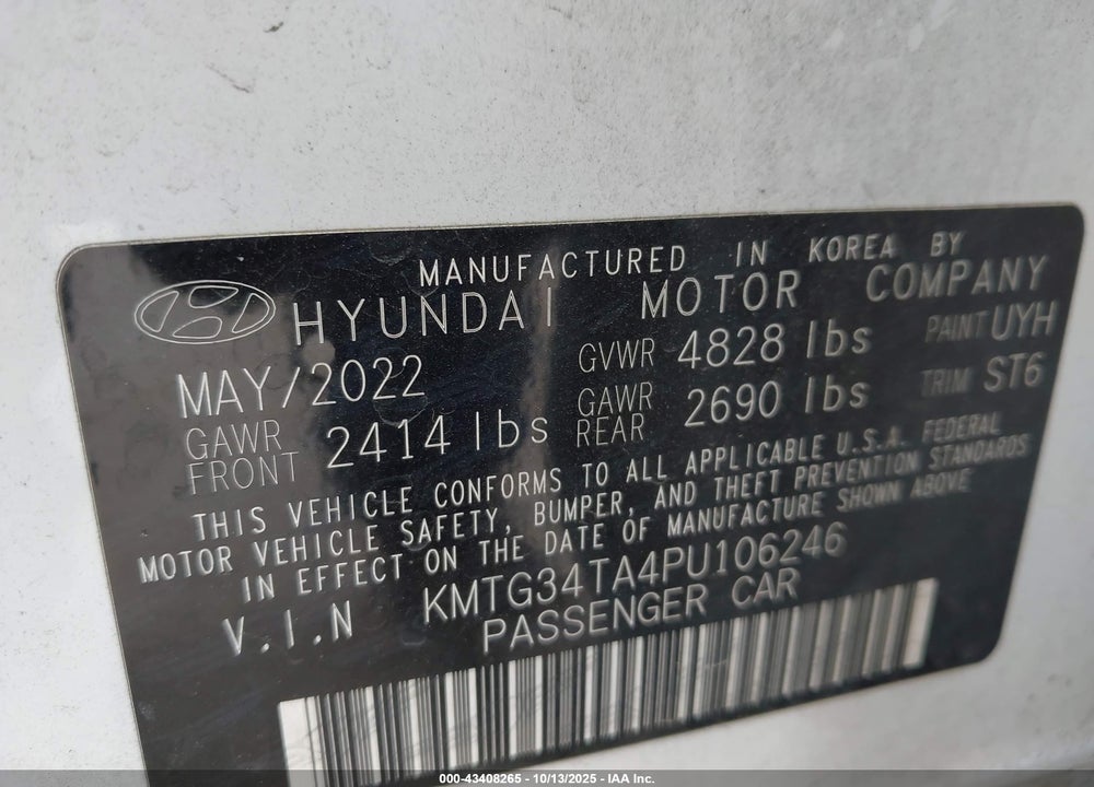 2023 GENESIS G70 2.0T AWD VIN: KMTG34TA4PU106246