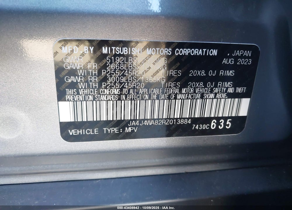 2024 MITSUBISHI OUTLANDER SEL 2.5 S-AWC VIN: JA4J4WA82RZ013884