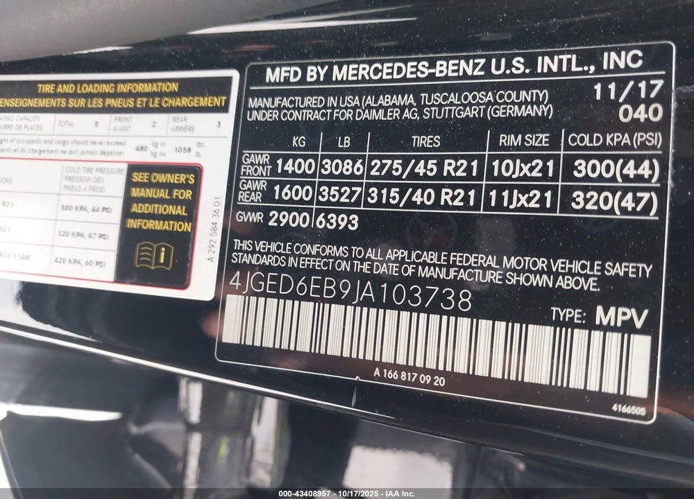 2018 MERCEDES-BENZ AMG GLE 43 COUPE 4MATIC VIN: 4JGED6EB9JA103738