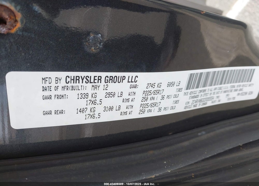 2012 VOLKSWAGEN ROUTAN SE VIN: 2C4RVABG3CR355554