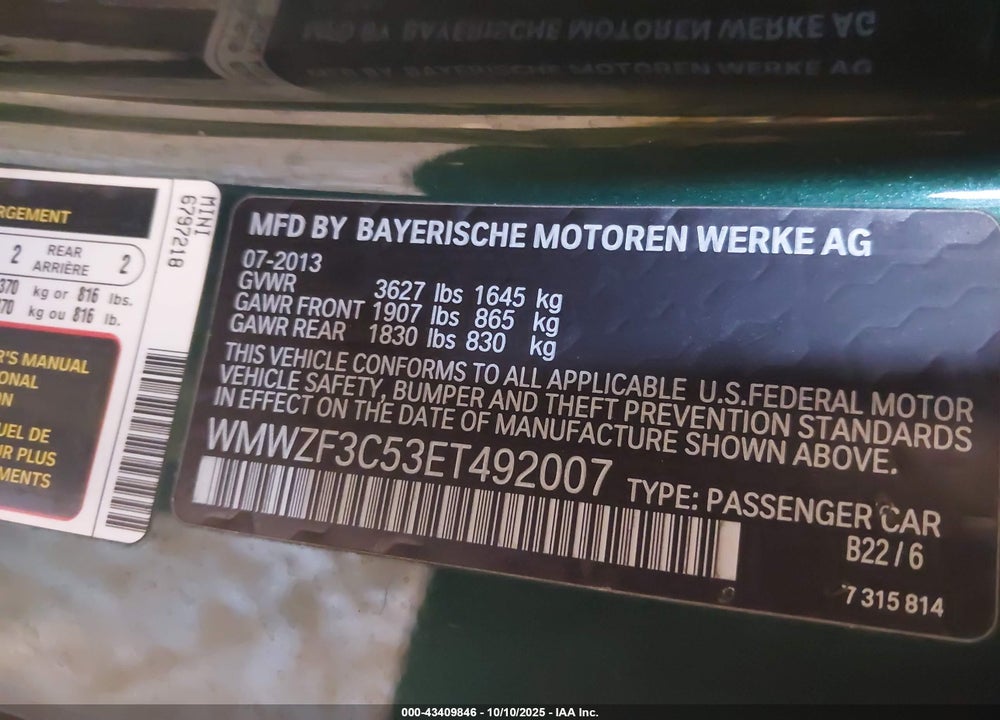 2014 MINI CLUBMAN COOPER VIN: WMWZF3C53ET492007