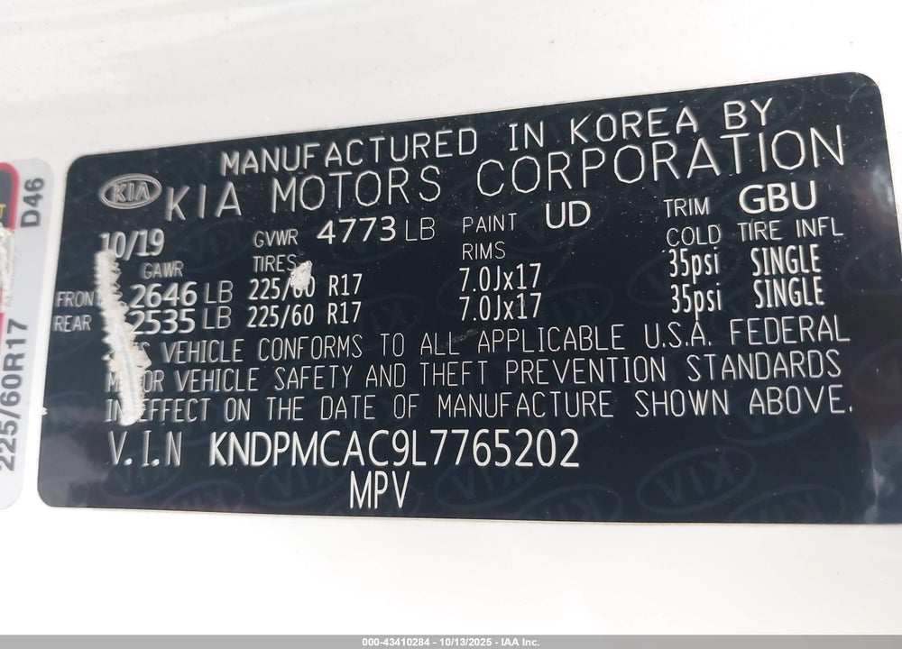 2020 KIA SPORTAGE LX VIN: KNDPMCAC9L7765202