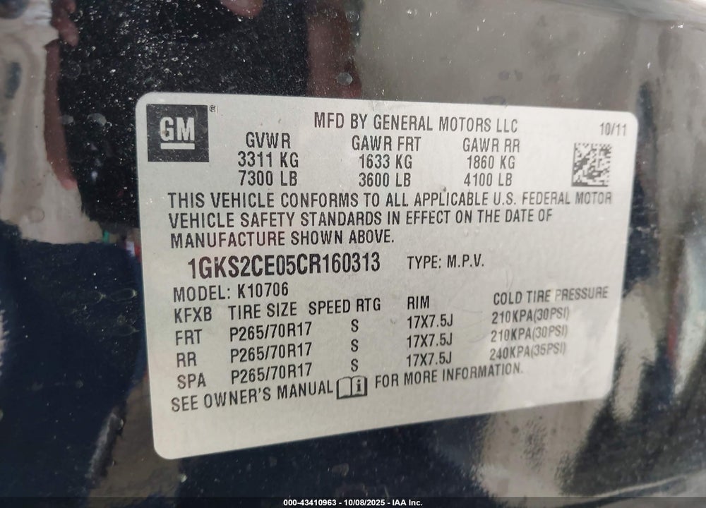 2012 GMC YUKON VIN: 1GKS2CE05CR160313