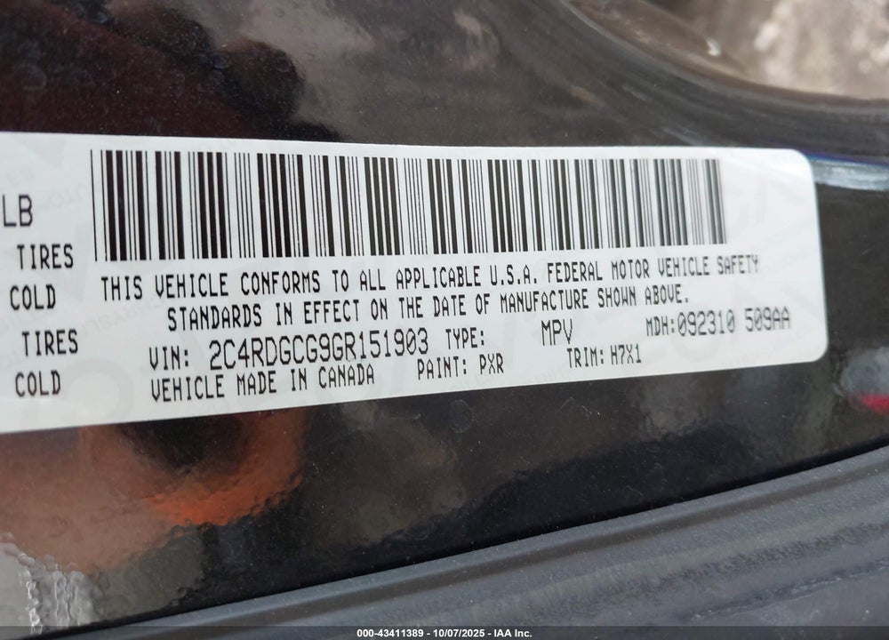 2016 DODGE GRAND CARAVAN SXT VIN: 2C4RDGCG9GR151903