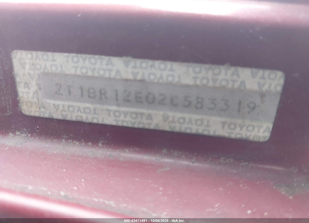 2002 TOYOTA COROLLA S VIN: 2T1BR12E02C583319