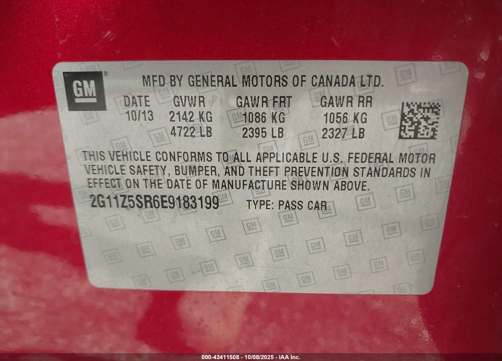 2014 CHEVROLET IMPALA VIN: 2G11Z5SR6E9183199