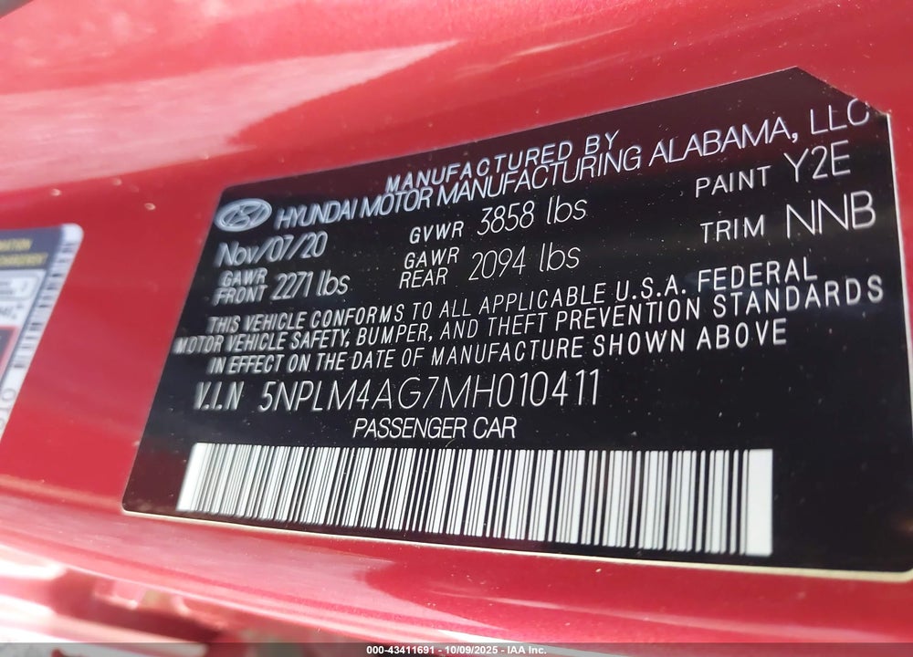 2021 HYUNDAI ELANTRA VIN: 5NPLM4AG7MH010411