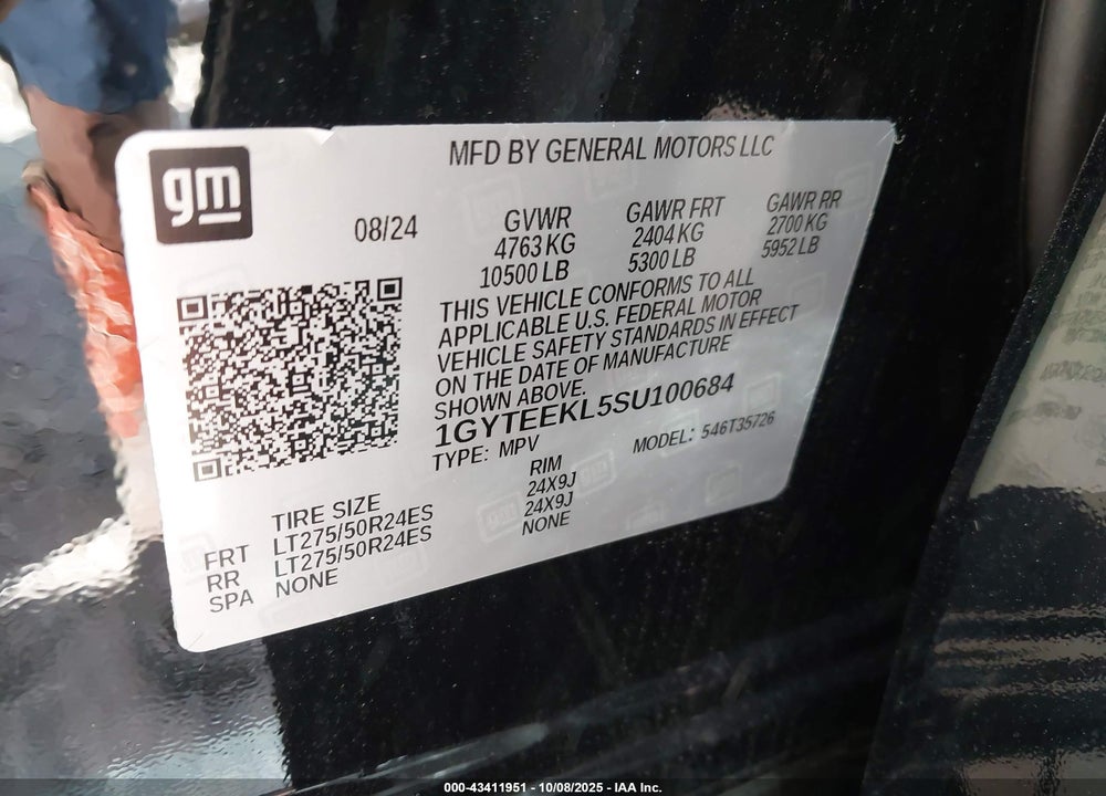 2025 CADILLAC ESCALADE IQ VIN: 1GYTEEKL5SU100684