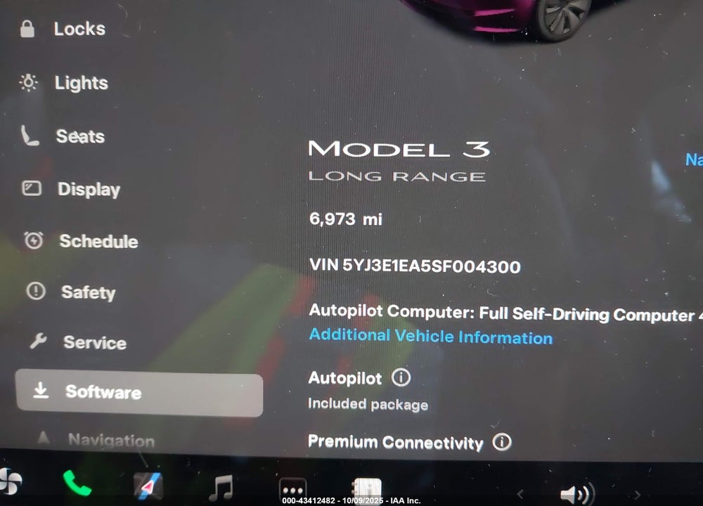 2025 TESLA MODEL 3 LONG RANGE REAR-WHEEL DRIVE VIN: 5YJ3E1EA5SF004300
