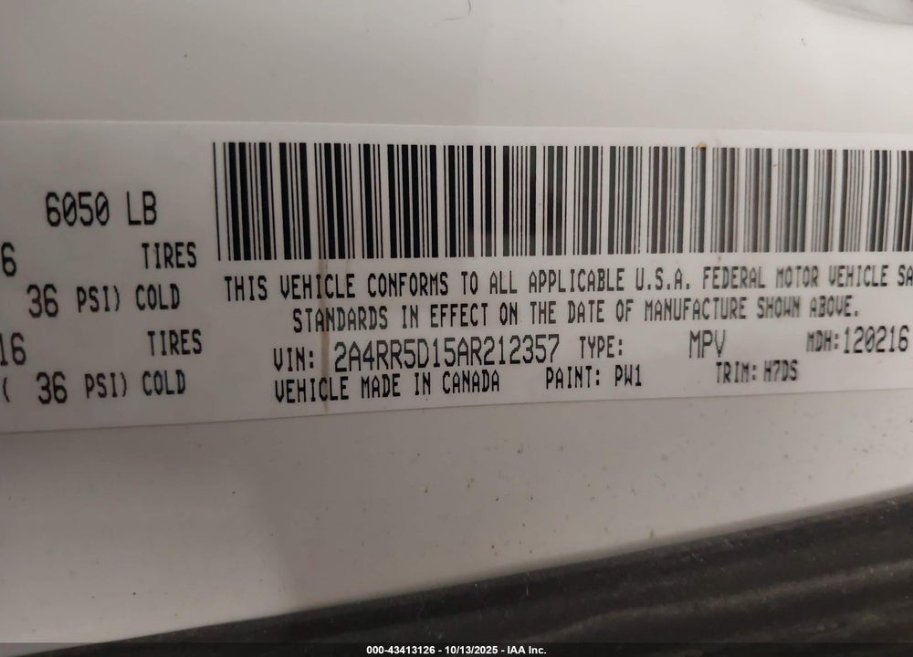 2010 CHRYSLER TOWN & COUNTRY TOURING VIN: 2A4RR5D15AR212357