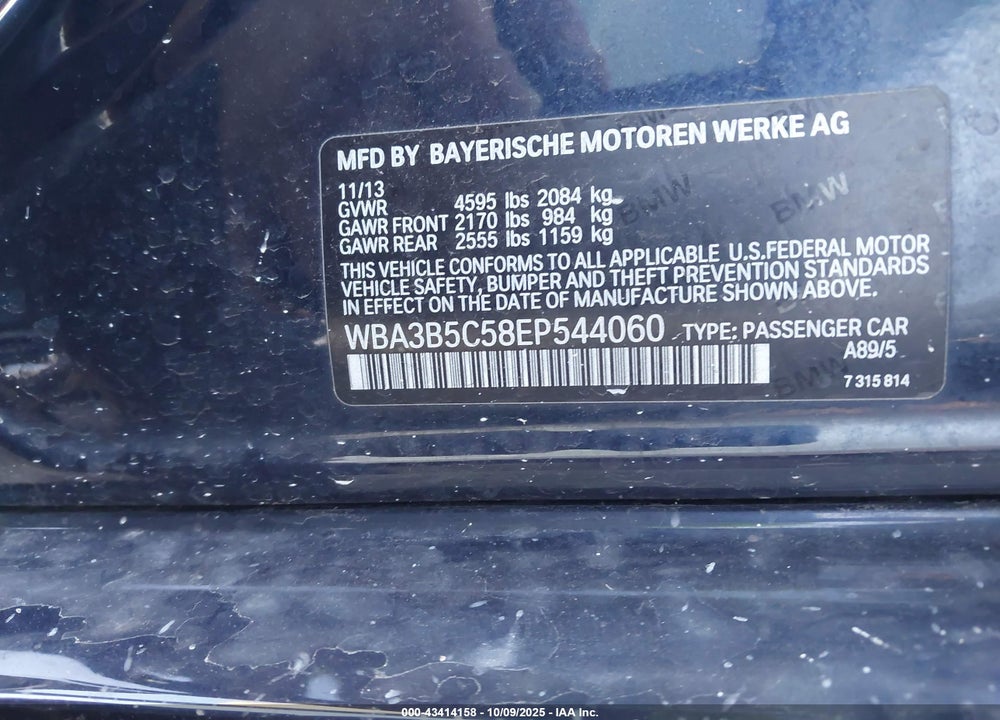 2014 BMW 328I XDRIVE VIN: WBA3B5C58EP544060