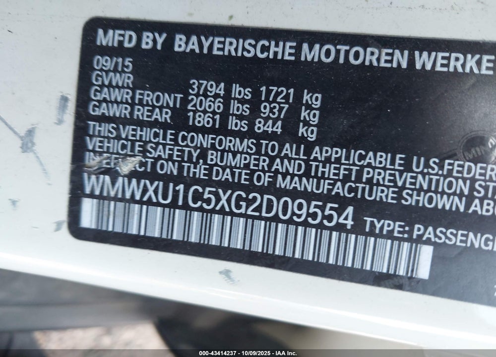 2016 MINI HARDTOP COOPER VIN: WMWXU1C5XG2D09554