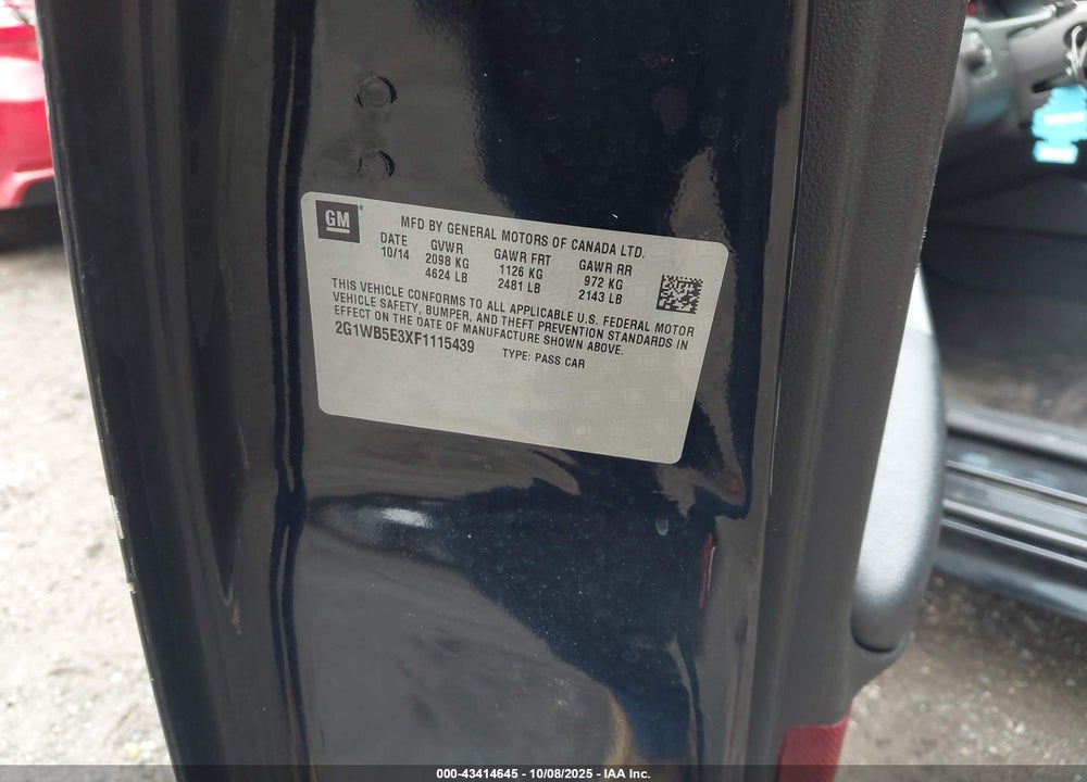 2015 CHEVROLET IMPALA LIMITED VIN: 2G1WB5E3XF1115439