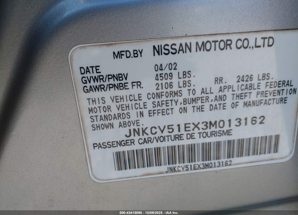 2003 INFINITI G35 LUXURY VIN: JNKCV51EX3M013162