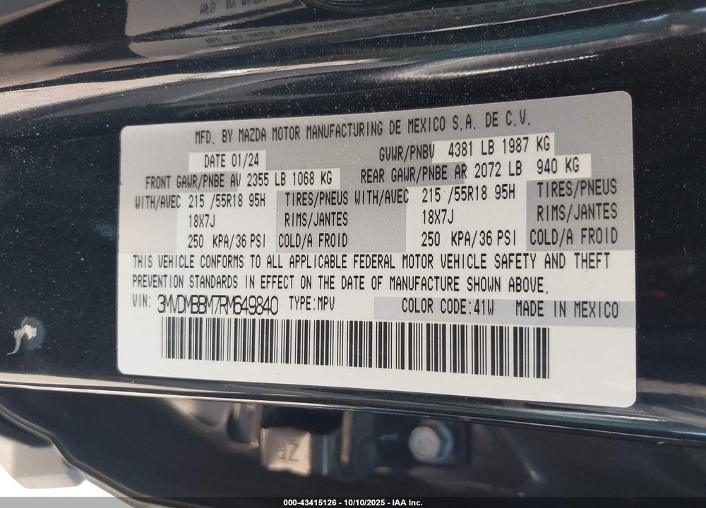 2024 MAZDA CX-30 VIN: 3MVDMBBM7RM649840