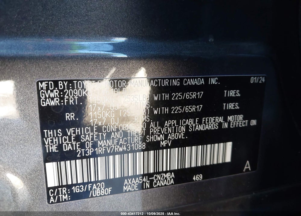 2024 TOYOTA RAV4 VIN: 2T3P1RFV7RW431088