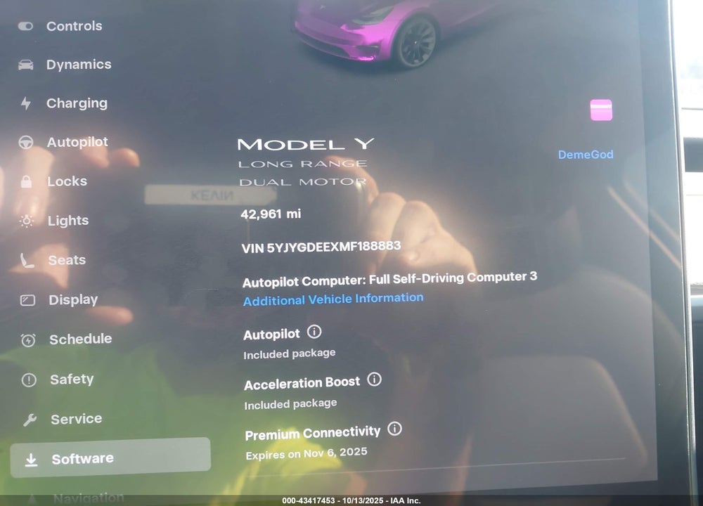 2021 TESLA MODEL Y LONG RANGE DUAL MOTOR ALL-WHEEL DRIVE VIN: 5YJYGDEEXMF188883