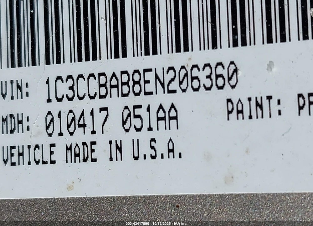 2014 CHRYSLER 200 VIN: 1C3CCBAB8EN206360