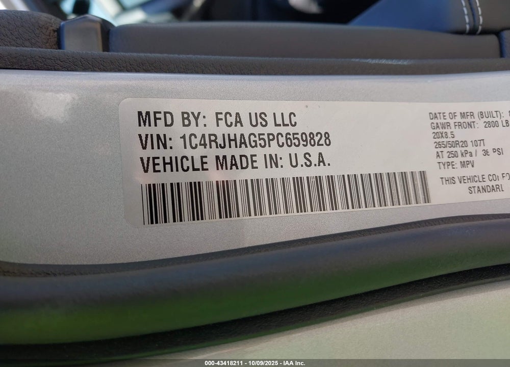 2023 JEEP GRAND CHEROKEE VIN: 1C4RJHAG5PC659828