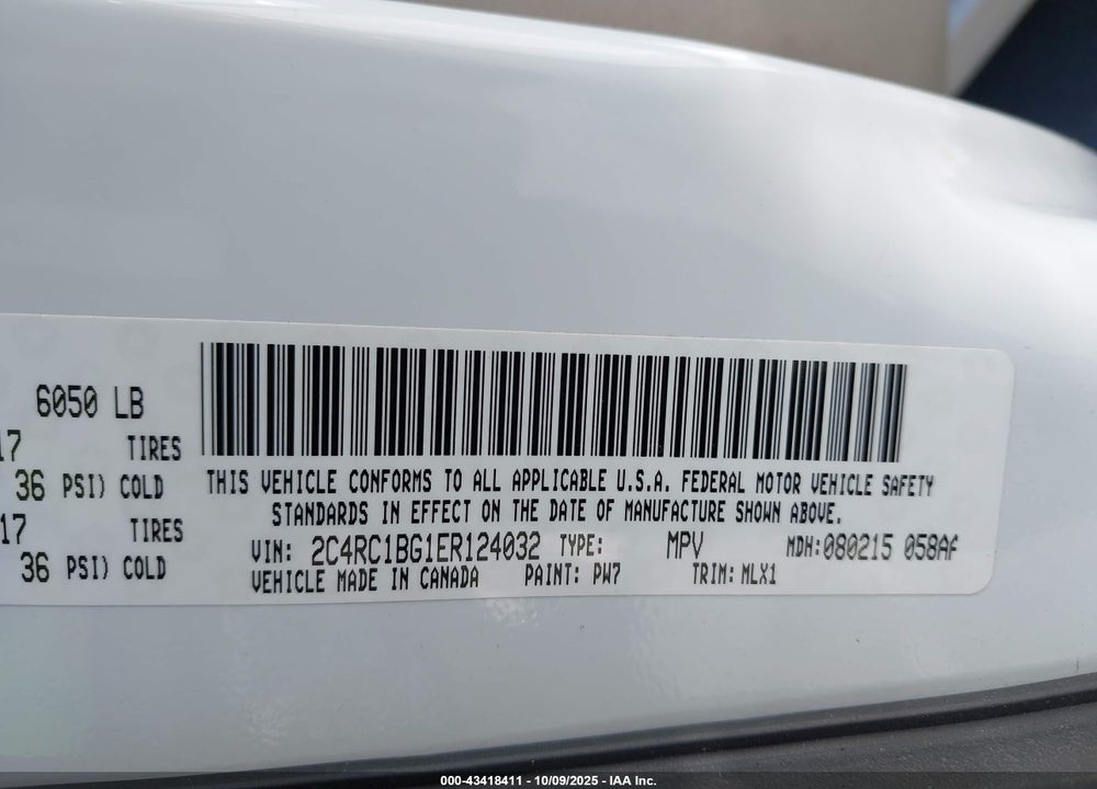 2014 CHRYSLER TOWN & COUNTRY TOURING VIN: 2C4RC1BG1ER124032
