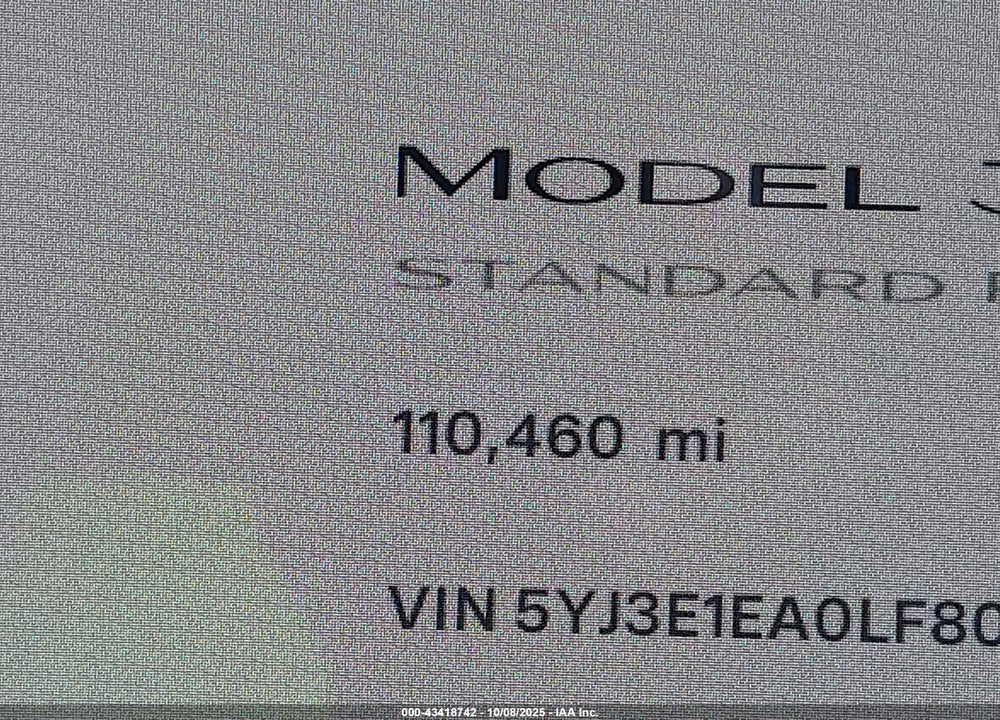 2020 TESLA MODEL 3 STANDARD RANGE PLUS REAR-WHEEL DRIVE/STANDARD RANGE REAR-WHEEL DRIVE VIN: 5YJ3E1EA0LF803452