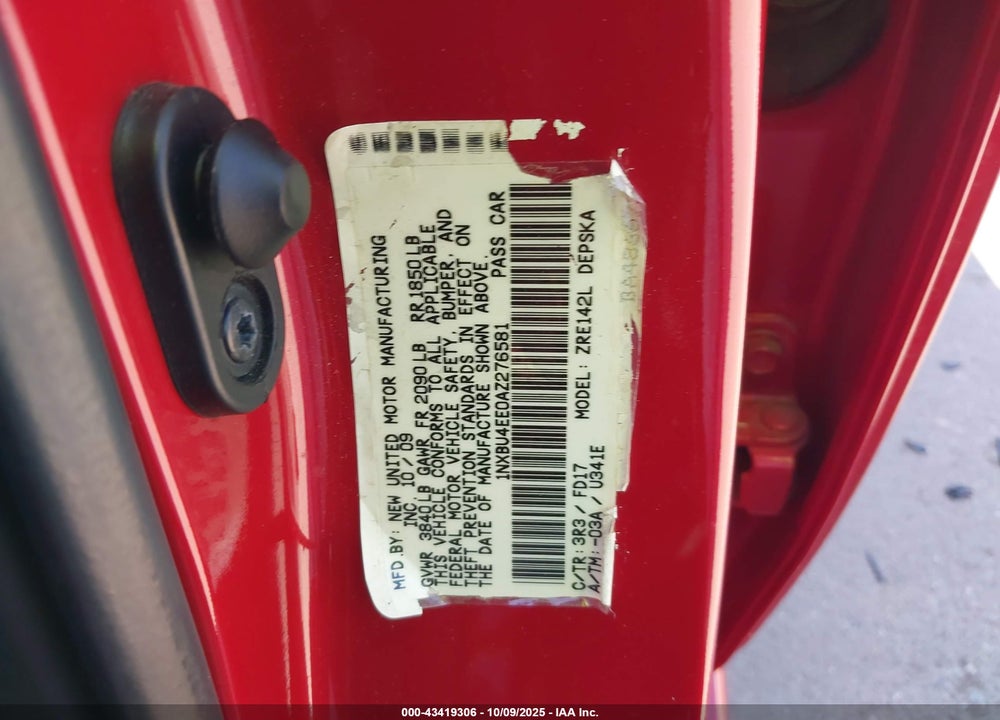 2010 TOYOTA COROLLA S VIN: 1NXBU4EE0AZ276581