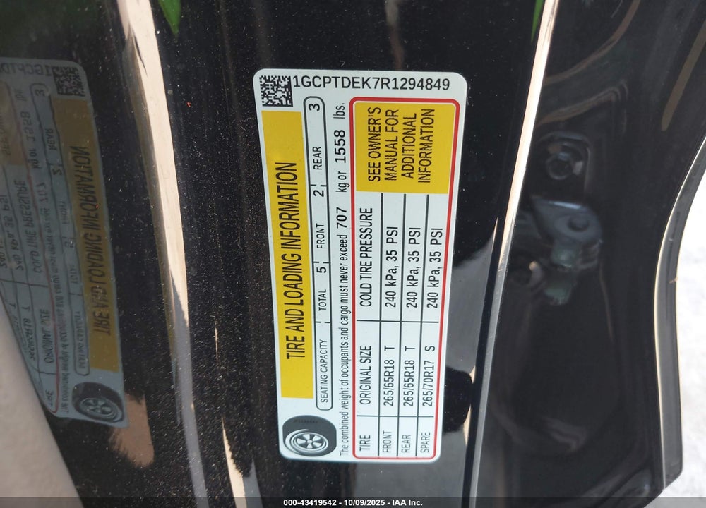 2024 CHEVROLET COLORADO 4WD Z71 VIN: 1GCPTDEK7R1294849