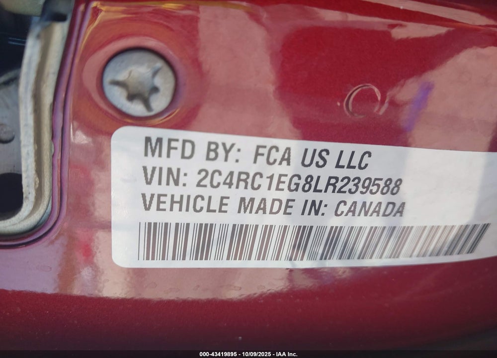 2020 CHRYSLER PACIFICA TOURING L PLUS VIN: 2C4RC1EG8LR239588