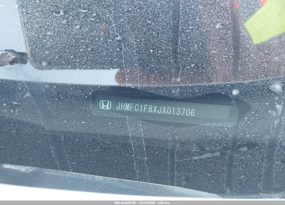 2018 HONDA CIVIC VIN: JHMFC1F8XJX013706