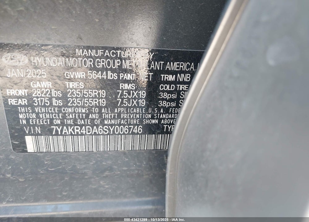 2025 HYUNDAI IONIQ 5 LIMITED VIN: 7YAKR4DA6SY006746