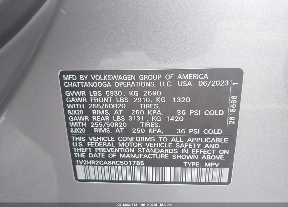 2024 VOLKSWAGEN ATLAS 2.0T SE W/TECHNOLOGY VIN: 1V2HR2CA8RC501785