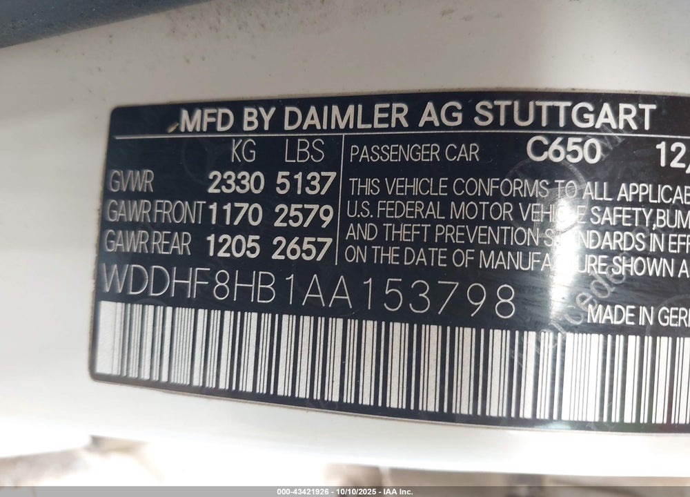 2010 MERCEDES-BENZ E 350 4MATIC VIN: WDDHF8HB1AA153798