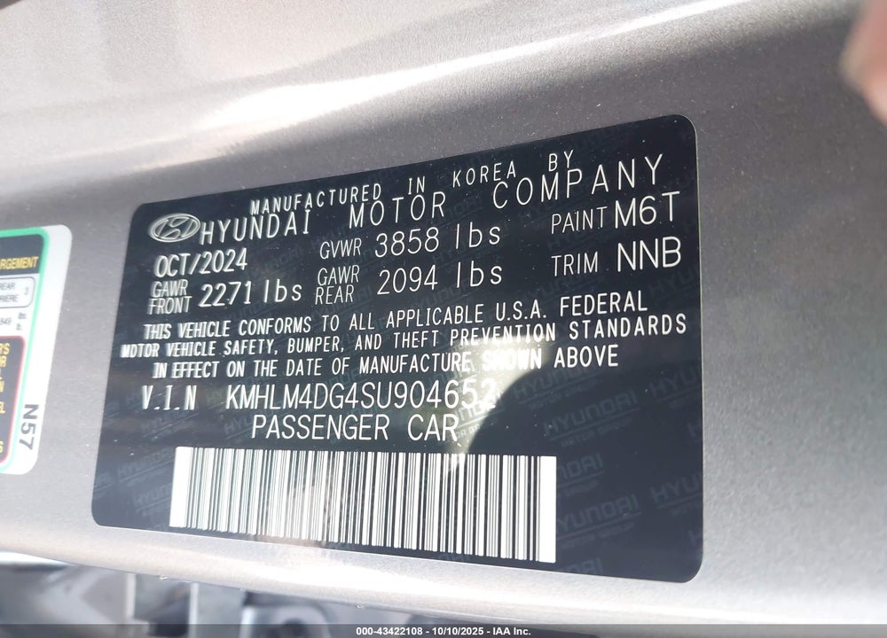 2025 HYUNDAI ELANTRA SEL SPORT VIN: KMHLM4DG4SU904652