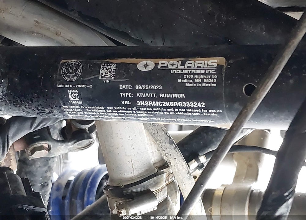 2024 POLARIS RZR PRO R 4 PREMIUM VIN: 3NSRMC2K6RG333242