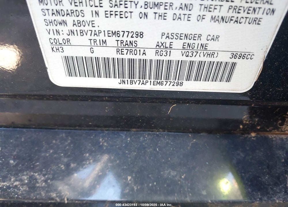 2014 INFINITI Q50 VIN: JN1BV7AP1EM677298