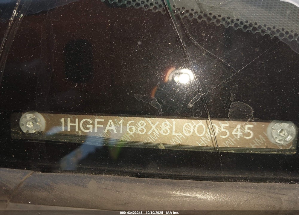 2008 HONDA CIVIC EX VIN: 1HGFA168X8L000545