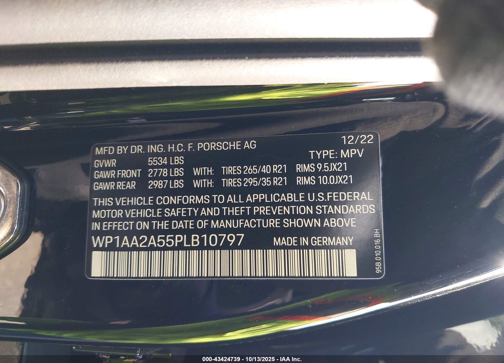 2023 PORSCHE MACAN VIN: WP1AA2A55PLB10797