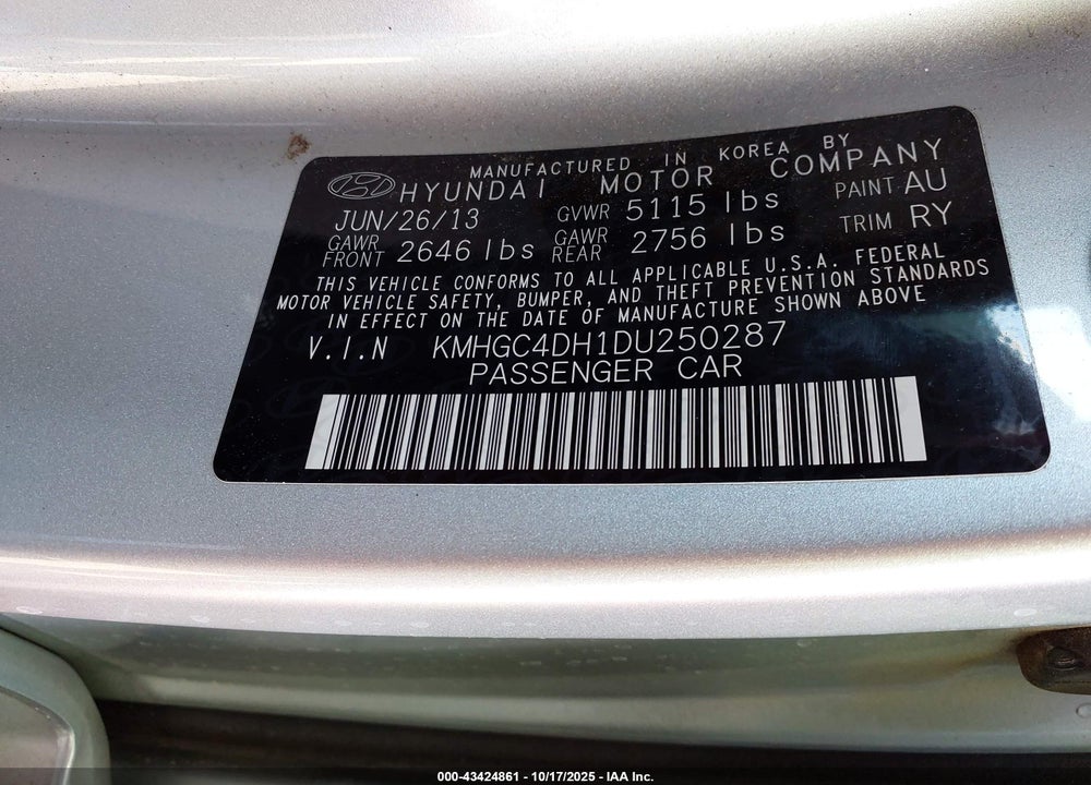 2013 HYUNDAI GENESIS 5.0 R-SPEC VIN: KMHGC4DH1DU250287