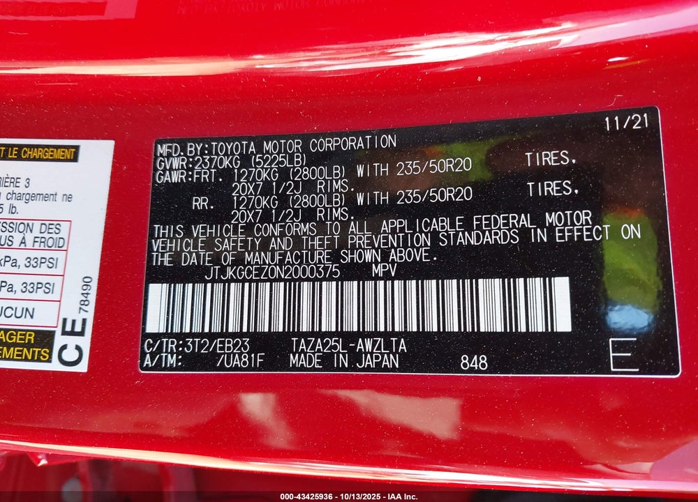 2022 LEXUS NX 350 F SPORT HANDLING VIN: JTJKGCEZ0N2000375