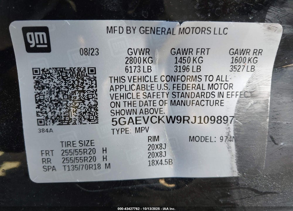 2024 BUICK ENCLAVE AVENIR AWD VIN: 5GAEVCKW9RJ109897