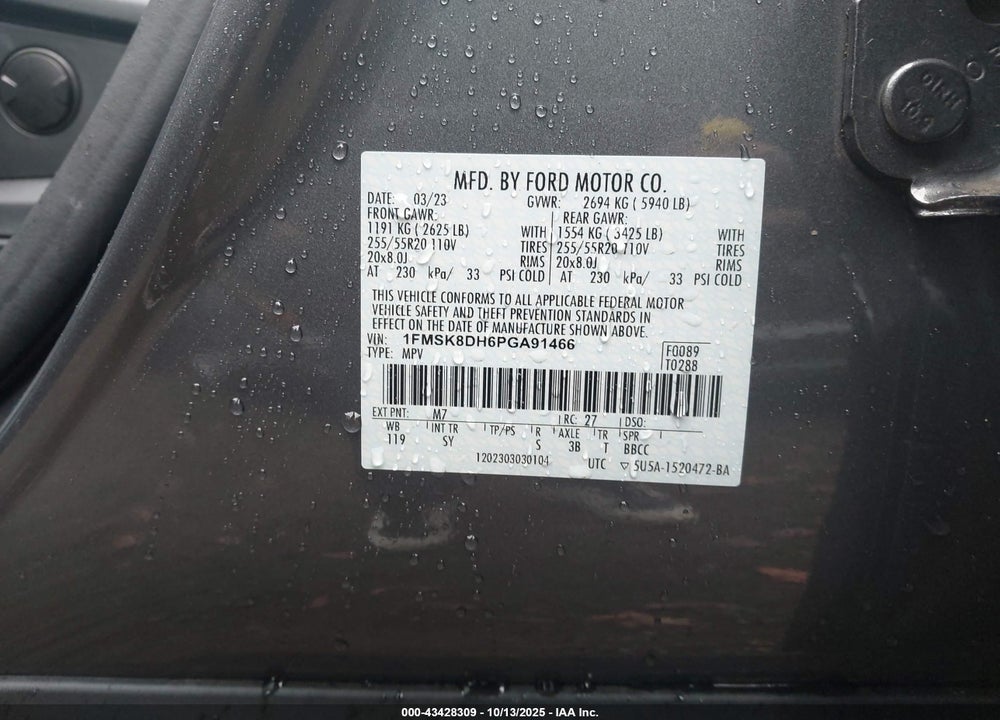 2023 FORD EXPLORER XLT VIN: 1FMSK8DH6PGA91466