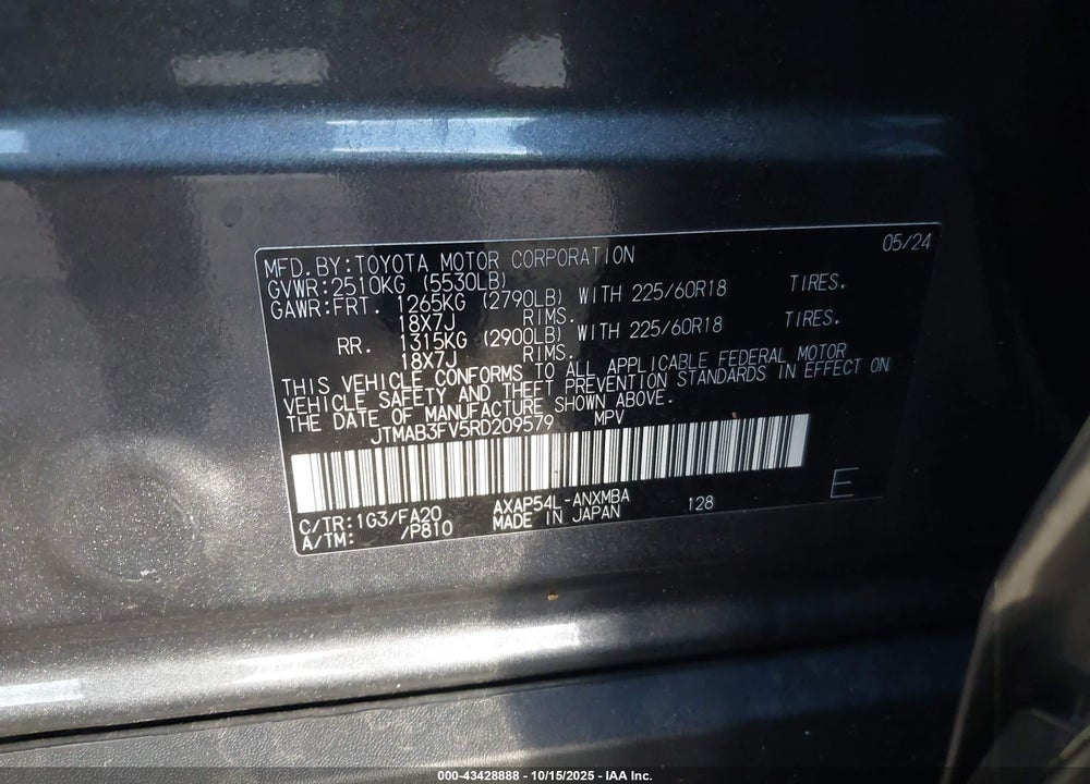 2024 TOYOTA RAV4 PRIME SE VIN: JTMAB3FV5RD209579