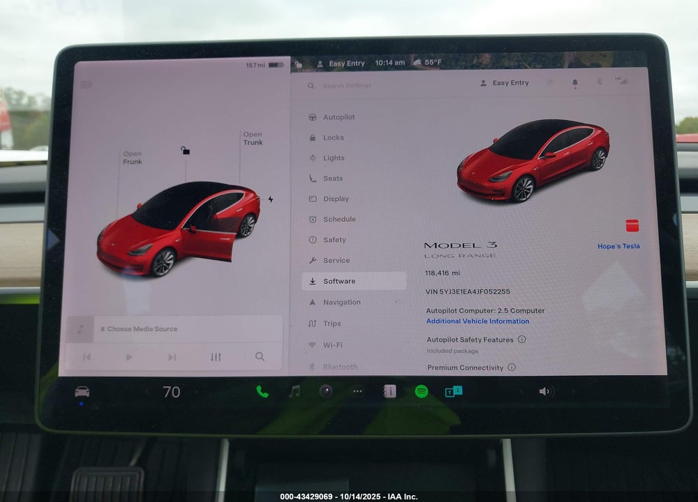 2018 TESLA MODEL 3 LONG RANGE/MID RANGE VIN: 5YJ3E1EA4JF052255
