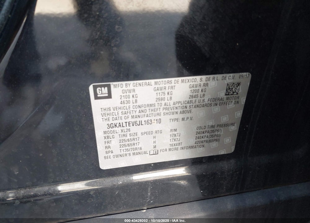 2018 GMC TERRAIN VIN: 3GKALTEV6JL163410