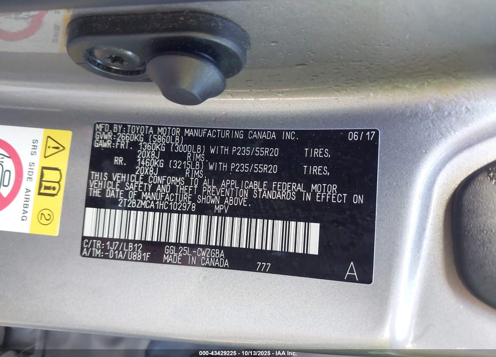 2017 LEXUS RX 350 VIN: 2T2BZMCA1HC102978