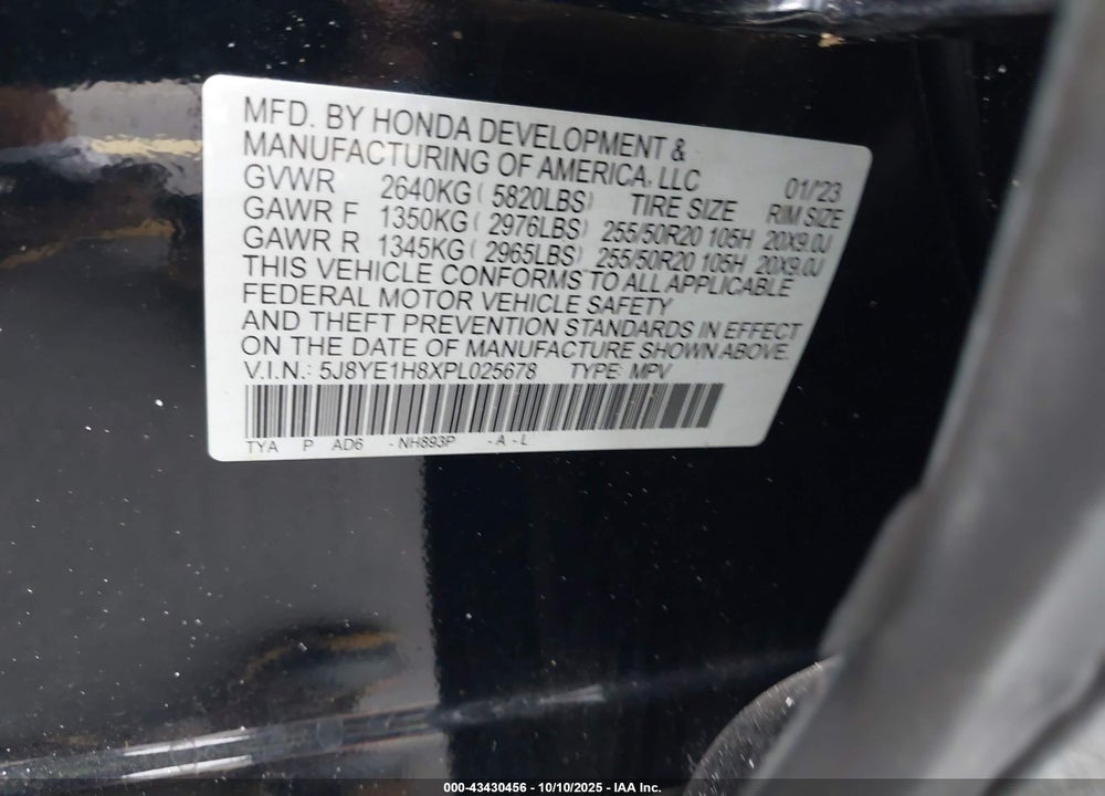 2023 ACURA MDX ADVANCE PACKAGE VIN: 5J8YE1H8XPL025678