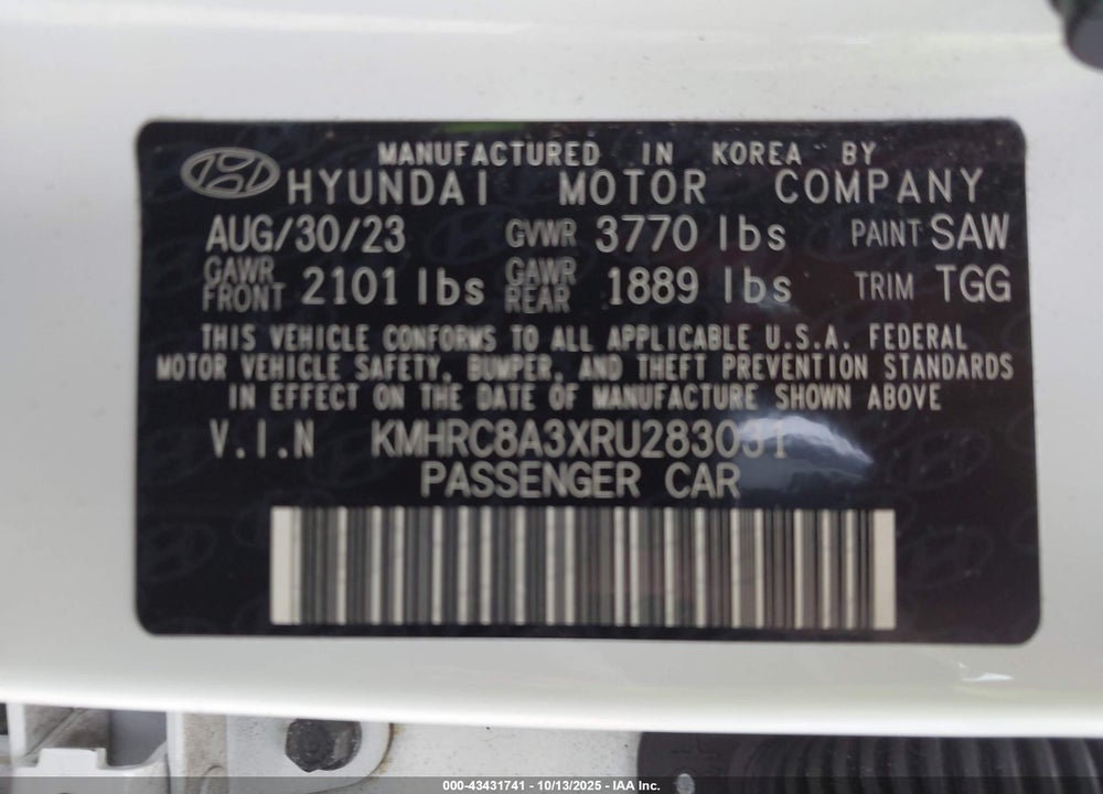 2024 HYUNDAI VENUE SEL VIN: KMHRC8A3XRU283031