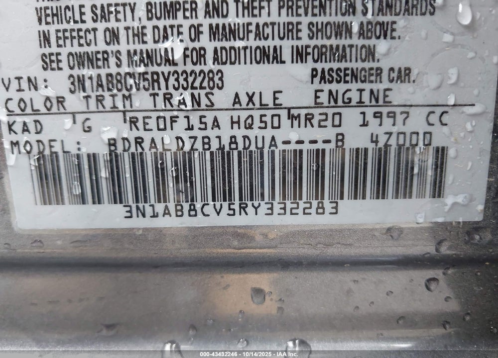2024 NISSAN SENTRA SV XTRONIC CVT VIN: 3N1AB8CV5RY332283